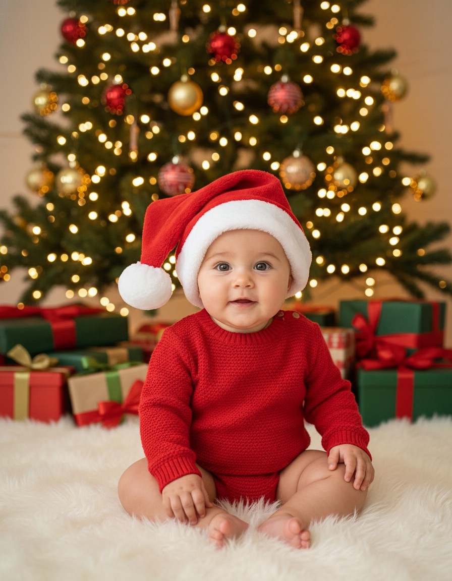 First Christmas baby photo theme example