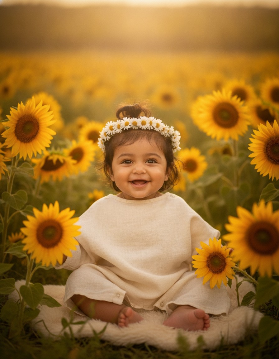 Sunflower Field baby photo theme example